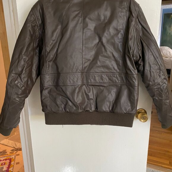 Vintage MEMBER'S ONLY Express Men's Zip Up Brown Leather Bomber Jacket - Size 40 - Picture 2 of 6